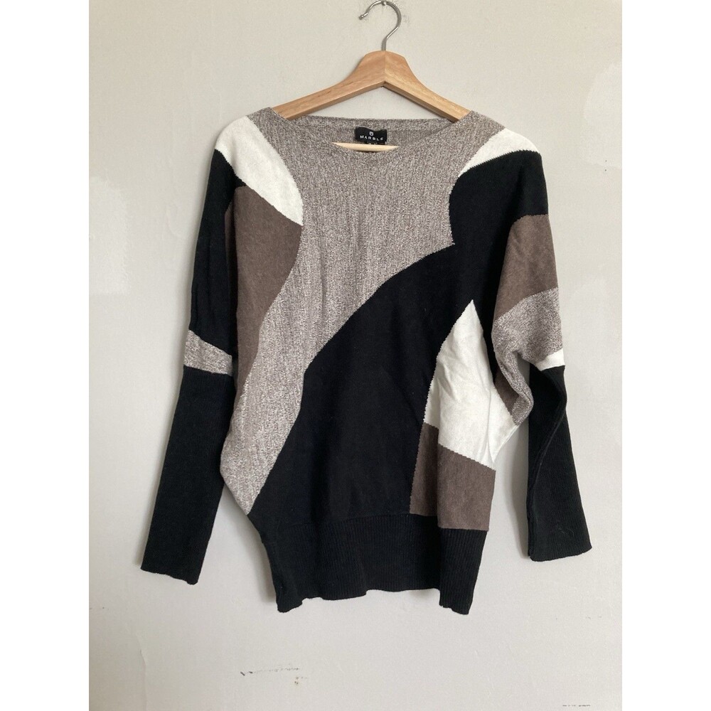 Marble UK Graphic Dolman Sleeve Knit Sweater MEDIUM 100% Cotton